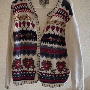 Womens 2000s Heirloom Collectibles Heart Sweater Size S